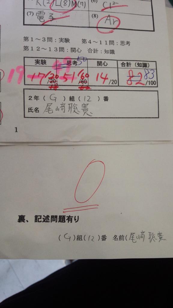 おざき あきのり 数学 ０点 化学 ８３点 Http T Co Bkylekytjl Twitter
