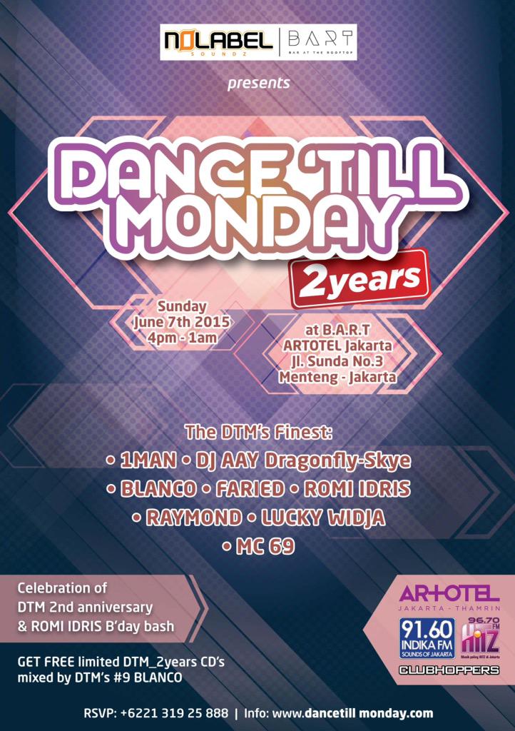 #DTM_2years on Sunday, 7th June at BART @ilove_ARTOTEL from 4pm till end, feat <a href="/onemanzee/">1MAN ZACHARIAS</a> <a href="/djaaydragonfly/">DJ Aay</a> <a href="/BLANCOism/">Blanco Is Sarmanella</a>
