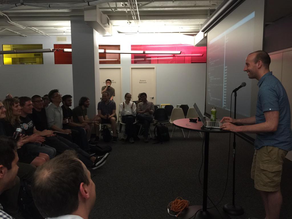 alexkehayias's tweet photo. .@nathanmarz up next at #ClojureNYC presenting Spectre for querying nested data structures https://t.co/ryJhhPF9oV http://t.co/PDEHLh6QFp