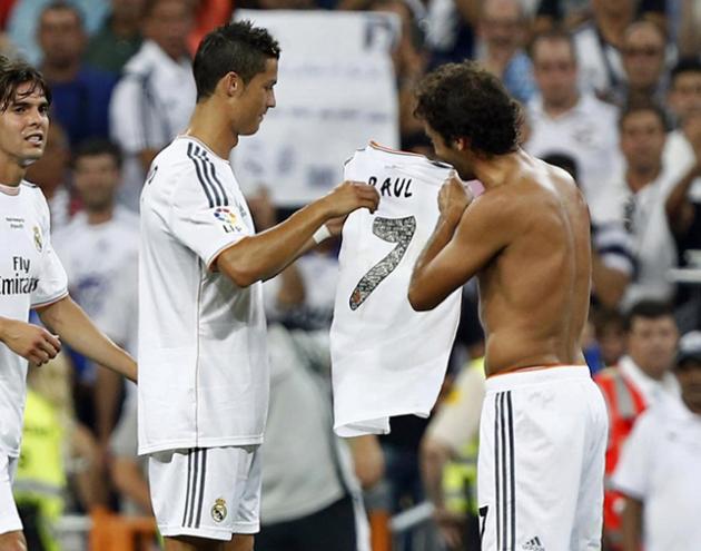 RMadridInfo's tweet photo. #RealMadridThrowBack: @Cristiano Ronaldo and Raul Gonzalez blanco http://t.co/dKBN0PWX4C