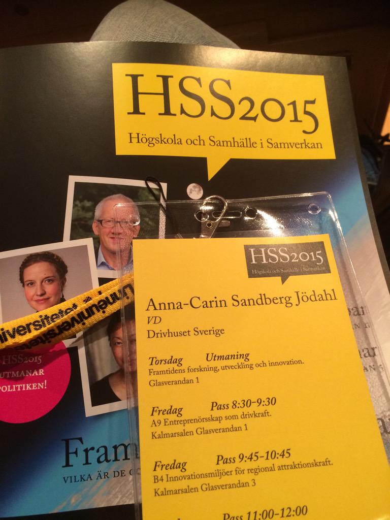 Drivhuset SE har checkat in på #HSS2015 Ser fram emot att prata studenters entreprenörskraft och möjliggörande av den