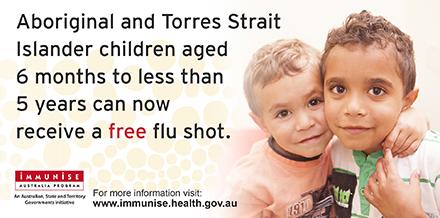 healthgovau's tweet photo. Indigenous children aged 6 months to less than 5 years are now eligible for free #flu shots http://t.co/cb4EP3tOA2 http://t.co/nnnBPuKYK1