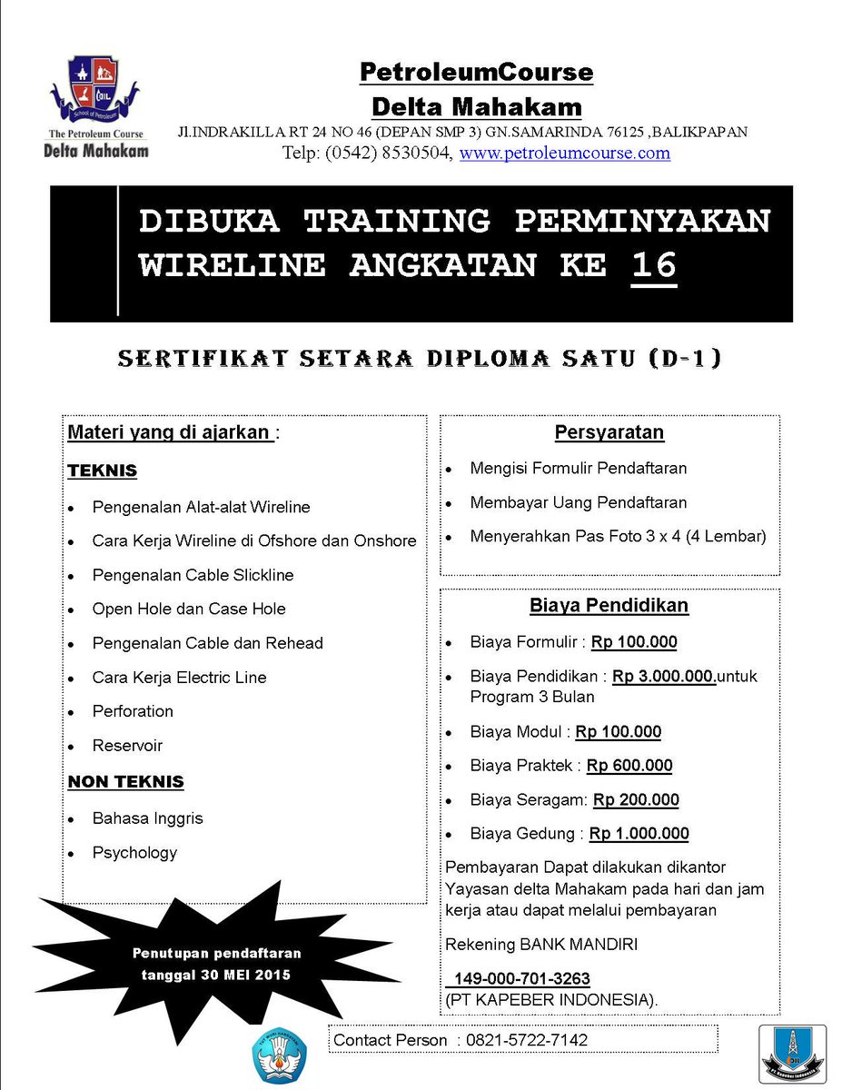 petroleumcourse's tweet photo. ayo buruan tinggal 3 kursi lagi,penutupan tanggal 30 mei 2015 http://t.co/5rmPREBI5F