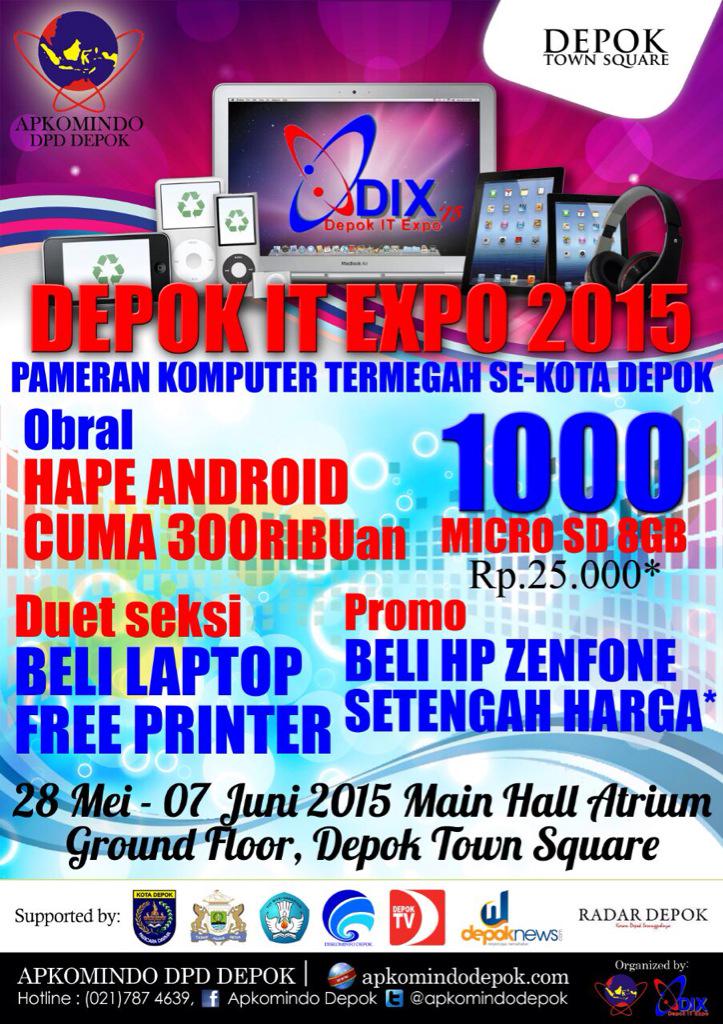 Kunjungi pameran Depok IT Expo mulai hari ini.Dptkan brbagai macam penawaran menarik. <a href="/fisipersui/">FISIPERS UI</a>  <a href="/DepokTownSquare/">DETOS</a>