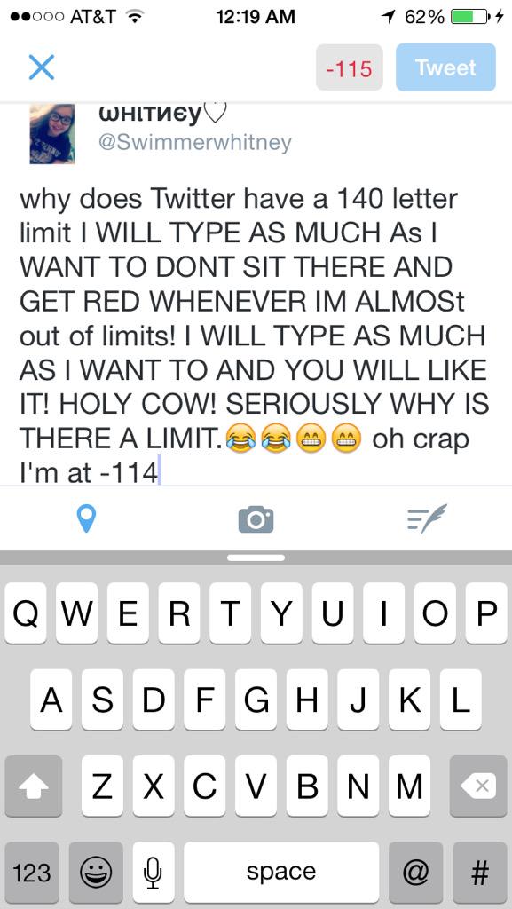 Swimmerwhitney's tweet photo. I hate this typing limit http://t.co/RKyAyqLrl4