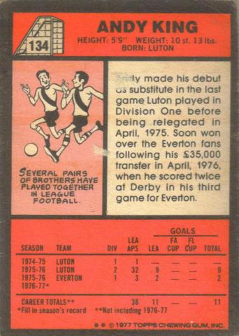 EnglishFootCard's tweet image. #AndyKing #Everton #Topps 1977