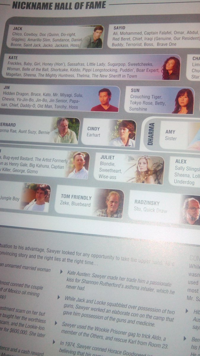 ThomasStorai's tweet photo. A list of nicknames Sawyer used for everyone
#lost #LostEncyclopedia http://t.co/F2WML5D2iF