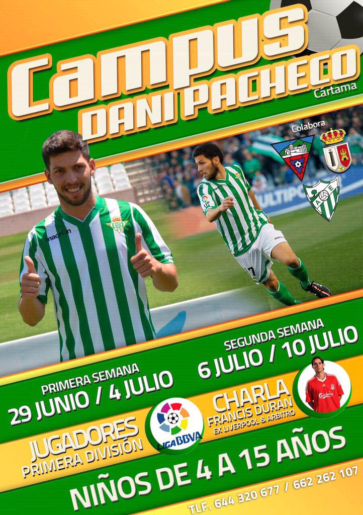 RealBetis's tweet photo. Apúntate al Campus de @dani37pacheco del 29 de junio al 10 de julio en Cártama http://t.co/0TNhyGOYQp