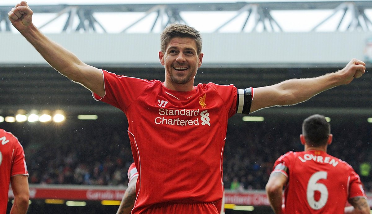 LFC's tweet photo. "When Stevie was on your side you knew that he could have those magic moments that we enjoyed." - @XabiAlonso http://t.co/nYOVCb5ZUI