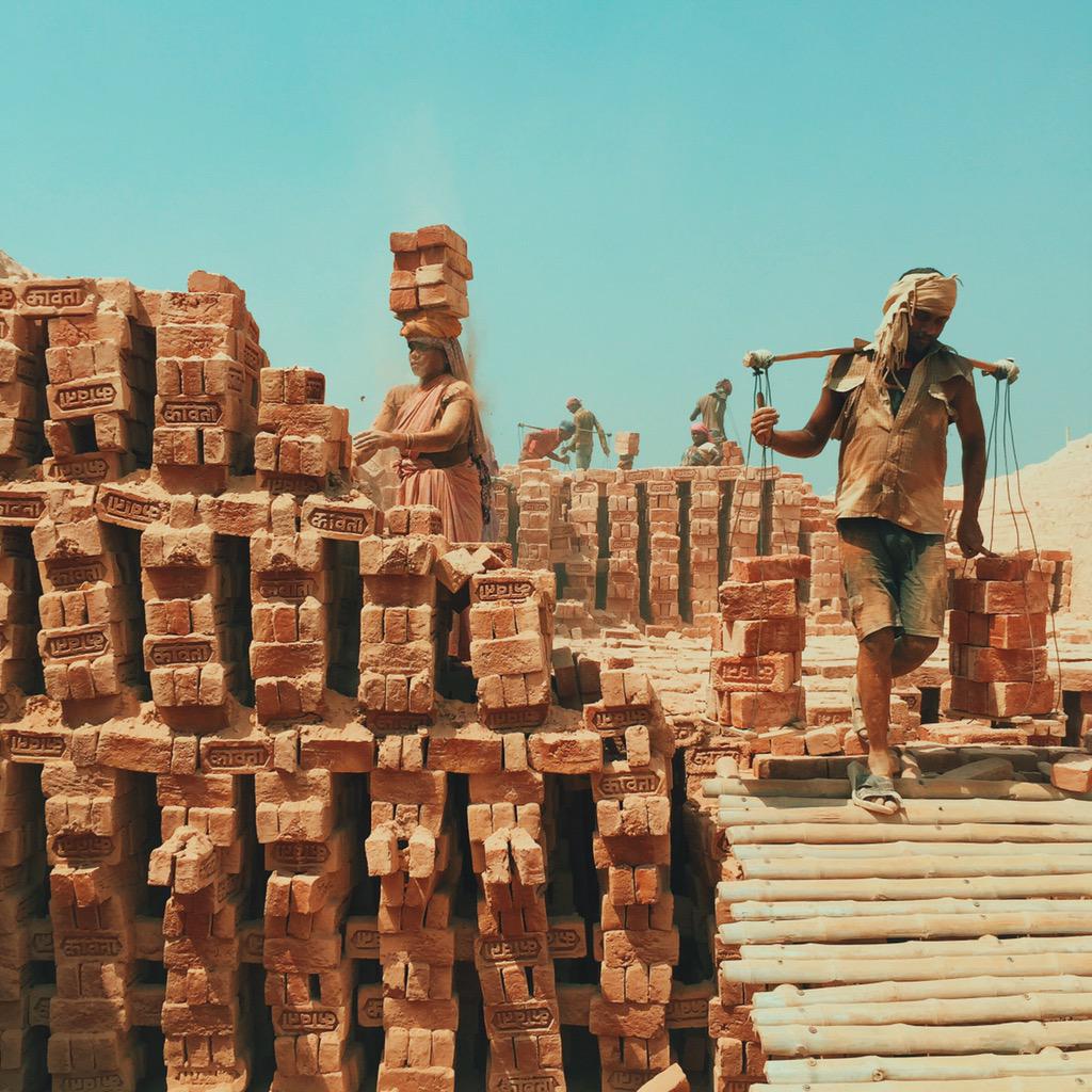 Filmed in some brick kilns north of Lucknow today. We had a thermometer on hand and measured 143°F.
