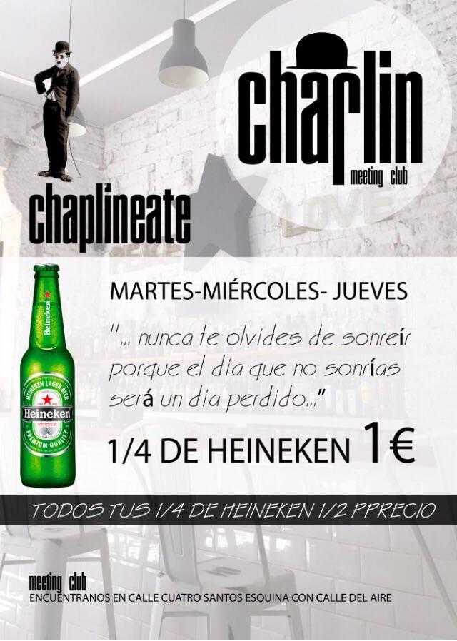 Chaplin_CT's tweet photo. Disfruta de tu heineken por solo un 1 euro chapliner@s http://t.co/LjFWuAbx8k