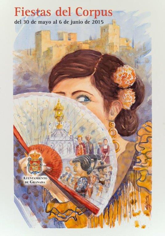 Cartel oficial de la #FeriaDelCorpus de #Granada.¿Qué os parece?el detalle del abanico 🔝#GranadaHueleACorpus #feria
