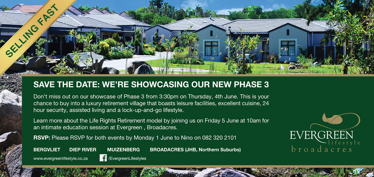 Evergreen_LS's tweet photo. Join us at the Evergreen Broadacres village showcase of their Phase 3 developments on Thursday, 4 June. @SACLMag http://t.co/X4a2T0WClX