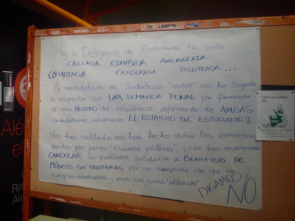 uGRenfurecida_'s tweet photo. Ayer antes de cerrar las votaciones ocurrió algo desastroso en la @DeeCcEugr por la candidatura de Indalecio. http://t.co/azusGwqB2r