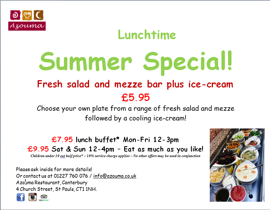 Azoumacanterbur's tweet photo. Check out our Summer Specials at #Azouma http://t.co/kmMK8x0FmD