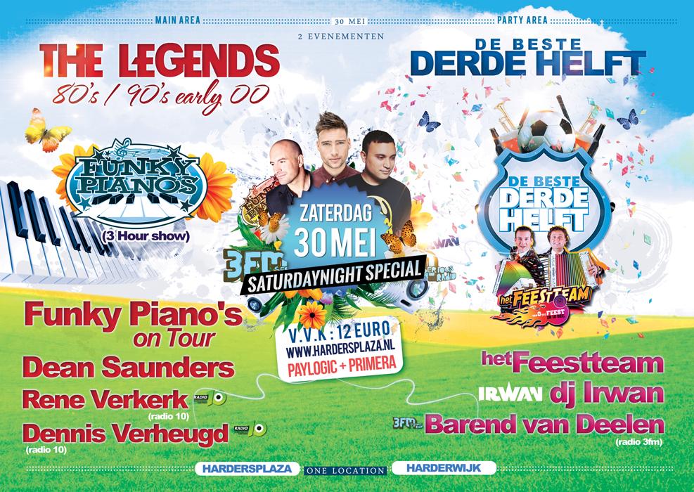 Zaterdag as 2 feesten onder 1 dak bij uitgaanscentrum Hardersplaza in Harderwijk.
met o.a Funky Pianos, Het Feesteam