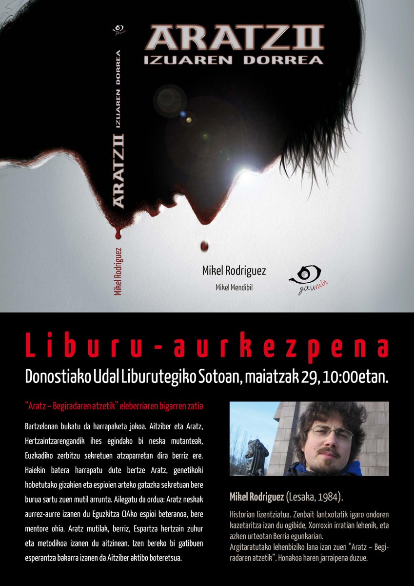 Gaumin's tweet photo. Bihar, 10etan, Donostiako Udal Liburutegiko Sotoan liburu-aurkezpena dugu @MikelR28 ekin
https://t.co/KY8RmOW1wU http://t.co/RiHLDGw95z