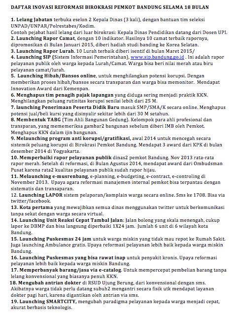 19 inovasi REFORMASI BIROKRASI slm 18 bln jd Walikota.Menjawab tudingan pengamat Muradi <a href="/karib_lama/">mc@</a> yg mgkin krg info