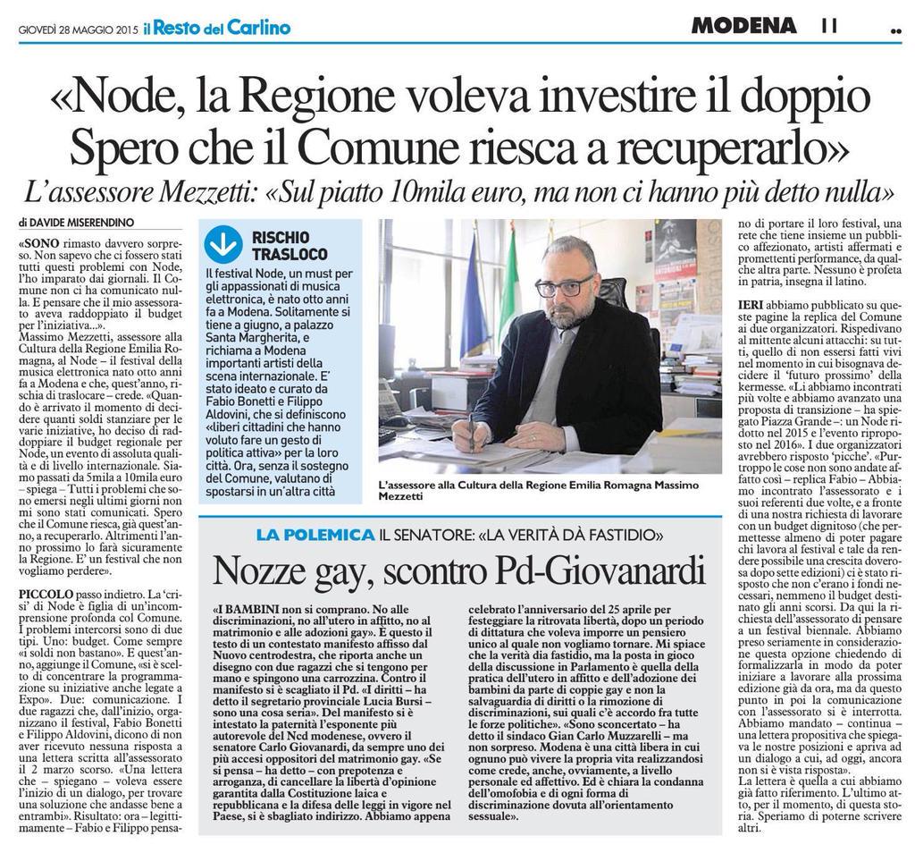 AssCulturaER's tweet photo. Mi auguro che @NODEfestival possa continuare la sua collaborazione con @cittadimodena.E' un festival da non perdere http://t.co/2ZwgH81AF7