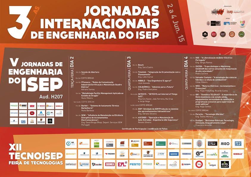 SetesysNet's tweet image. @SetesysNet nas Jornadas Internacionais de Engenharia ISEP​.
Dia 3 (15h-16h30) - "Palestra Internet of Things (IoT)".
