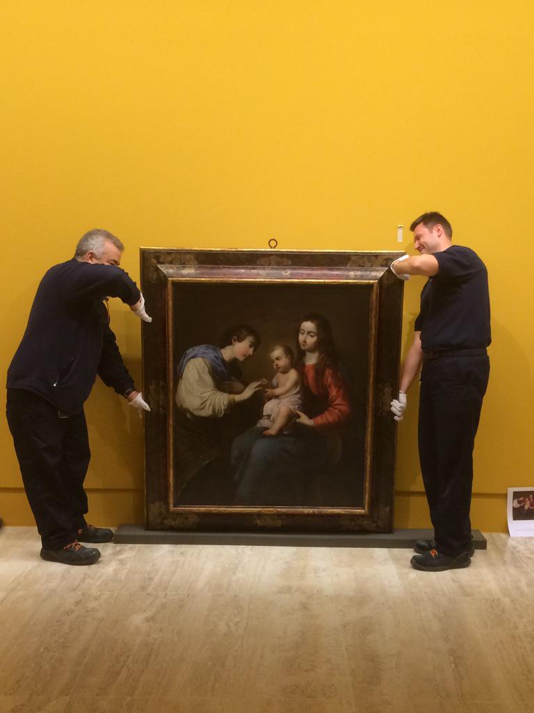 #ZurbaránThyssen Colgando en la expo el maravilloso lienzo Los desposorios místicos de sta. Catalina de Alejandría.