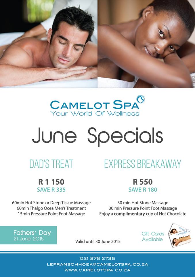 Franschhoek_SA's tweet photo. Treat your dad with a #fathersday treatment from Camelot Spa @lefranschhoek  #franscHHoek http://t.co/Fo7RF8U4ff