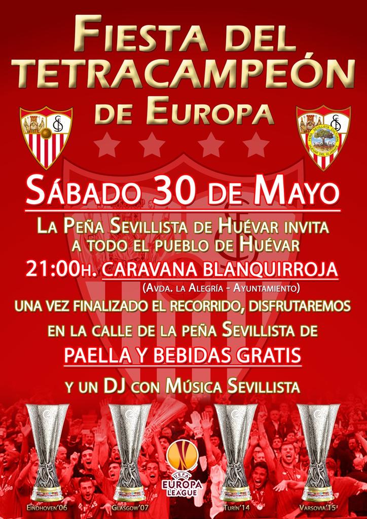 fpsevillistas's tweet photo. La @PSHuevar celebrará a lo grande el hito histórico sevillista conseguido ayer al ganar la cuarta #EuropaLeague http://t.co/ChIIPkaBj5