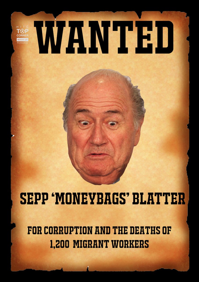 elecspo's tweet photo. WANTED: Sepp Blatter. #SeppBlatter #WheresSepp http://t.co/NzdCCxTx12