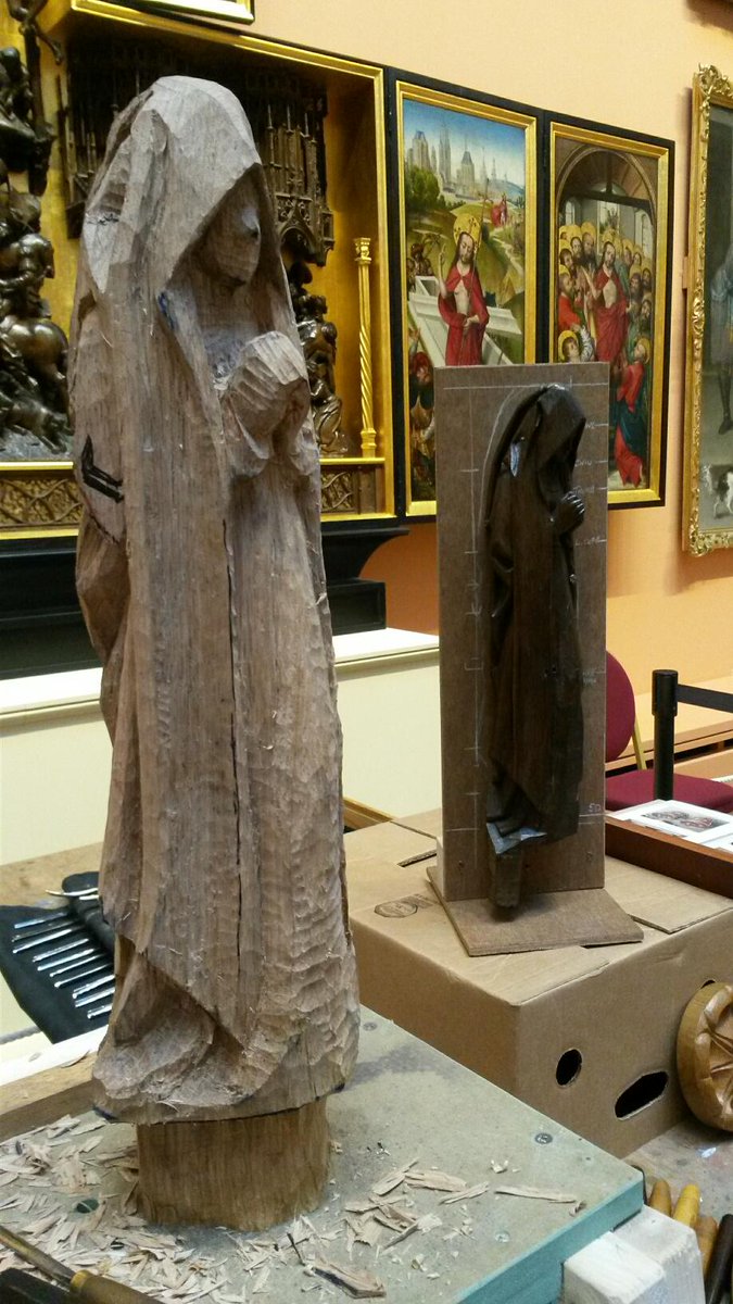 TheBowesMuseum's tweet photo. Join a Master at Work carving a replica figure today &amp; Fri in front of the Flemish altarpiece #ArtHappens @artfund http://t.co/cjp8b1AJf6