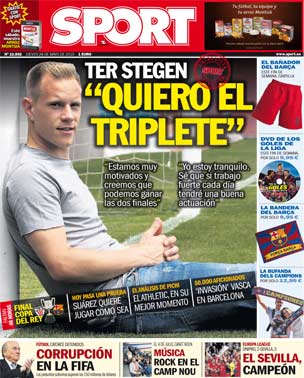 El Sevilla gana la Europa League 2015 y Sport solo le dedica un pequeño hueco en la esquina de la portada.