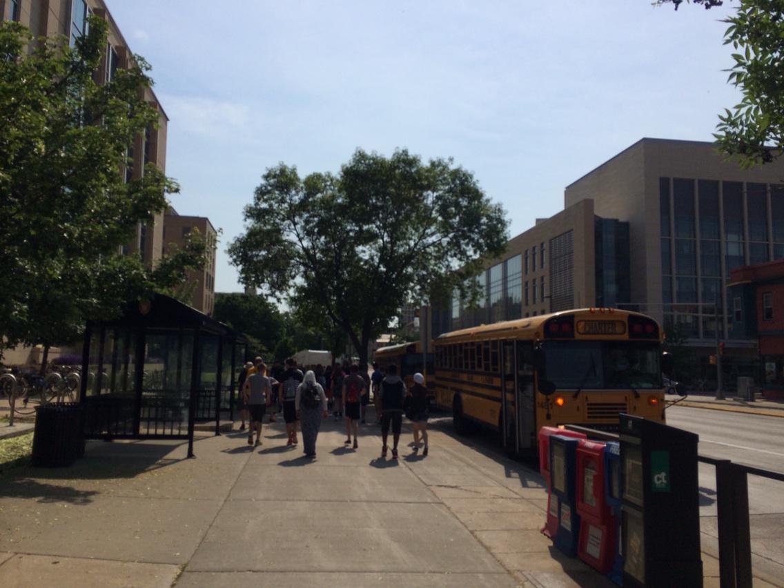 tmzinnen's tweet image. Welcoming visitors by the bus loads to experience science @UWMadison.  @UWMadisonCALS @uwgeoscience @UWBiotechCenter