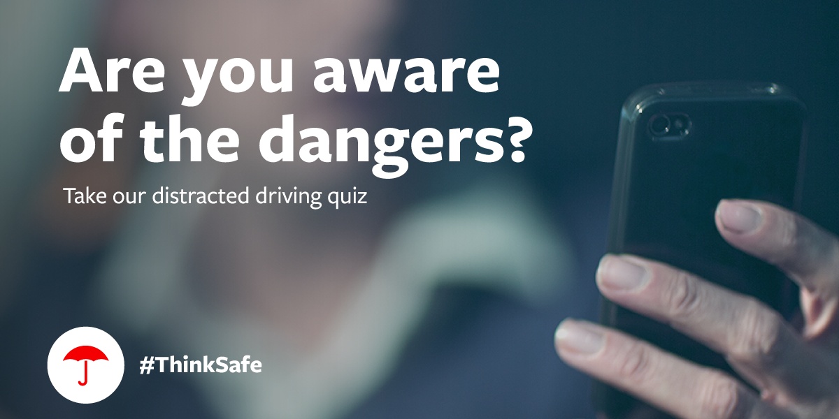Travelers's tweet photo. Driving distracted can be like wearing a blindfold. Take our quiz &amp; see if you #ThinkSafe: http://t.co/ZN5LJ8Ffur http://t.co/AKhigfHqNq