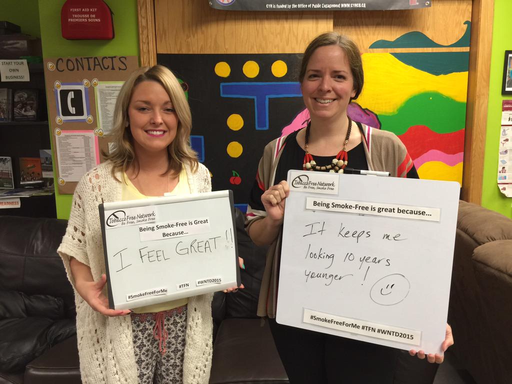 TFN_NL's tweet photo. Jodi & Allison from @cyn_youth for sharing their #SmokeFree messages. #SmokeFreeForMe #WNTD2015 #TFN http://t.co/hpKEQfsJjp