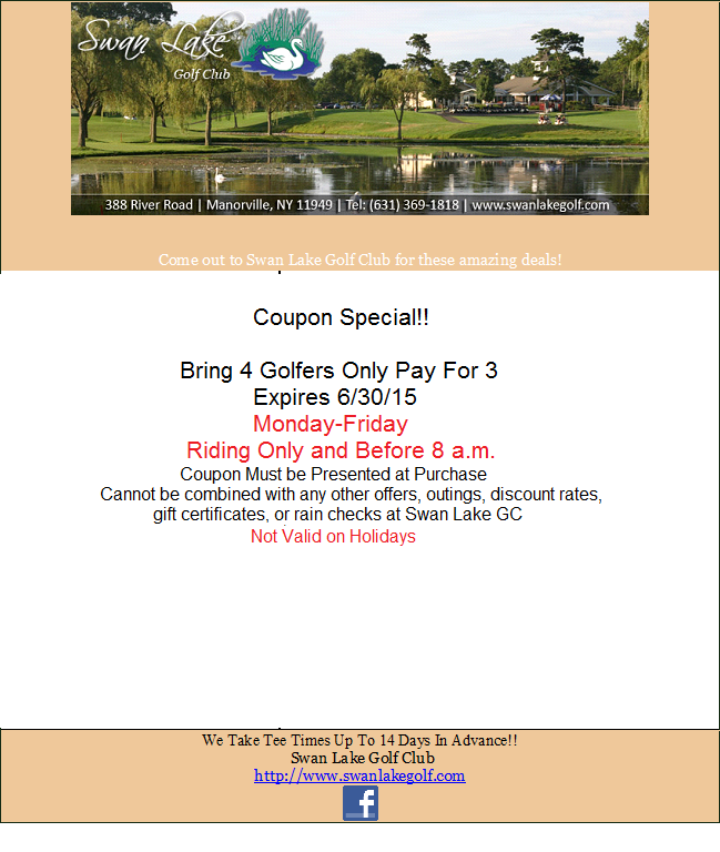swanlakegolf.com/golf/specials Great 4 for 3 deal !!
#golf #sales