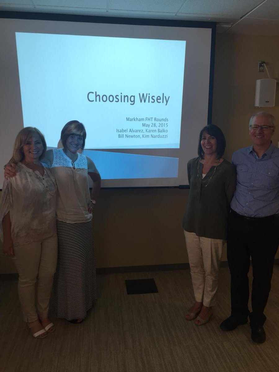 allan_k_grillMD's tweet photo. @ChooseWiselyCA @MSHphysicians Great presentation at Markham FHT rounds this morning: Isabel, Bill, Karen &amp; Kim. http://t.co/WjIrXfIJ9U