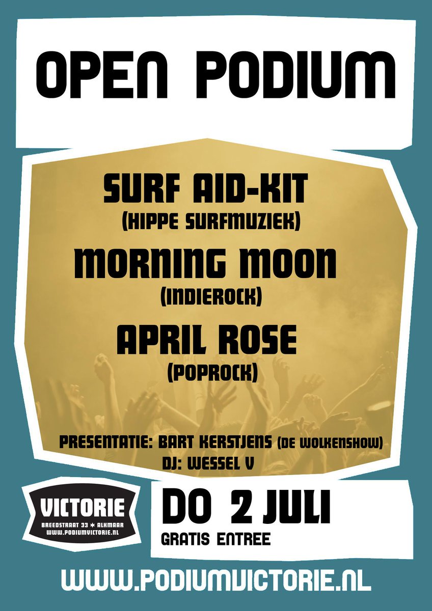 openpodium072's tweet photo. 2 juli is de volgende editie van Open Podium met April Rose, Surf Aid-Kit en Morning Moon! https://t.co/2gkWnd8o3s http://t.co/oeGiG90j8Q