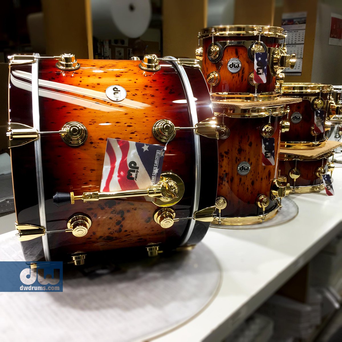 Smoky and sweet, a Rich Tobacco Burst over Pecan. #maplemahogany #dwdrums