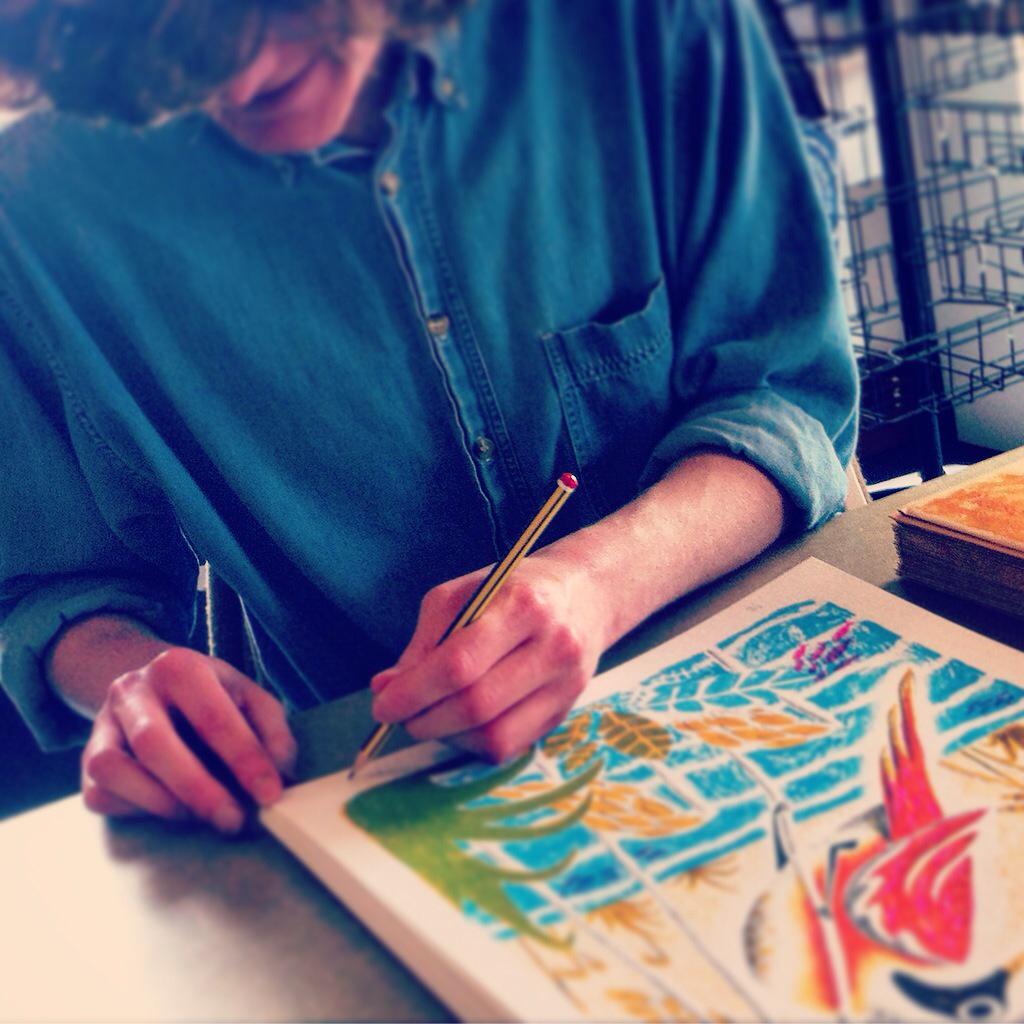 PrintToThePeeps's tweet image. @T_Rampton signing his print for June of our #yearinprint #screenprint #printspotters
