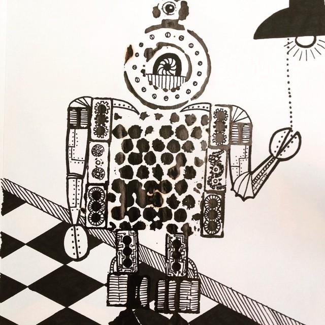 #robot #art #ink by lydialark