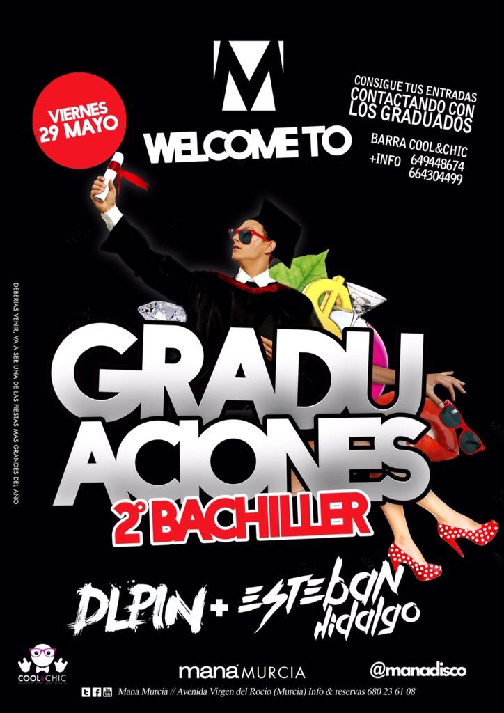 CoolnChic's tweet photo. Graduaciones mañana en @SalaManaMurcia !! Con barra Cool&amp;Chic que os llevará muchas sorpresas ✌️😎✌649448674 entradas http://t.co/I7Ur6ScUs4