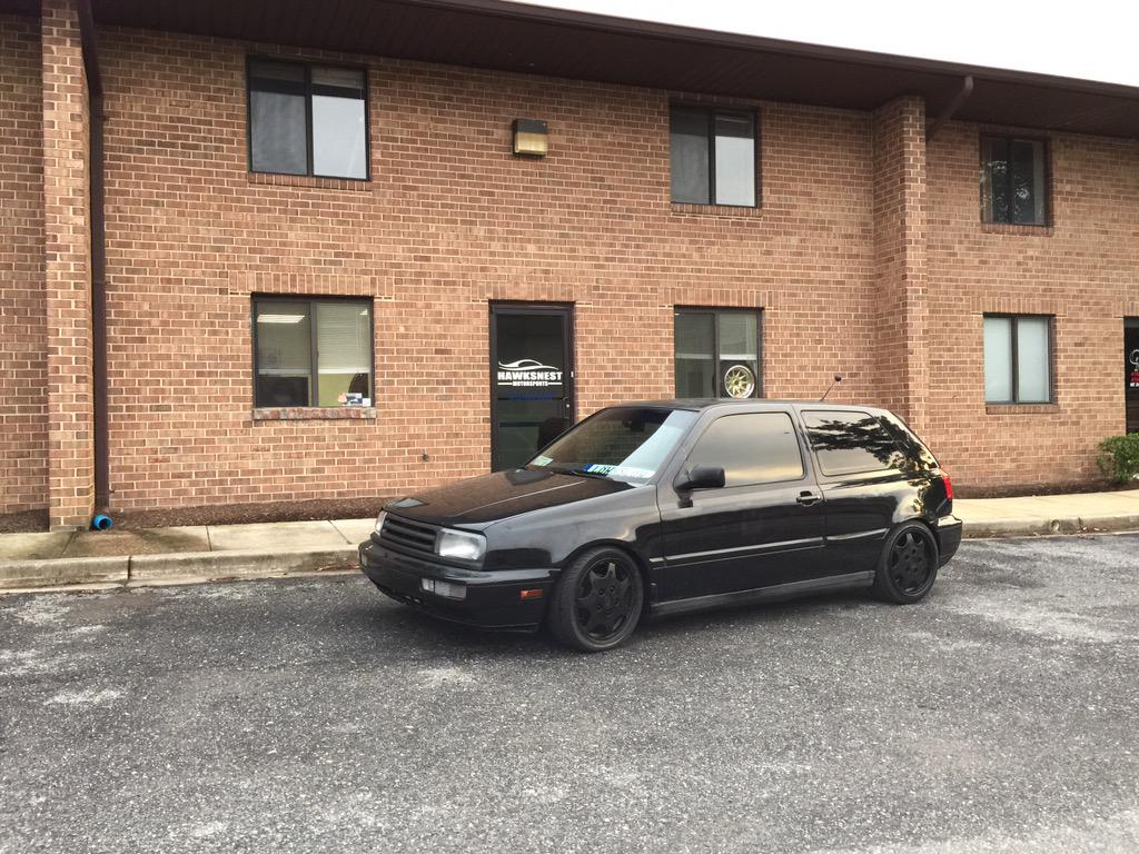 HawksNestMSprts's tweet photo. golf came in to have his coil overs adjusted. I think we got her sitting just right, what yall think ? http://t.co/3kc1YtlFf8