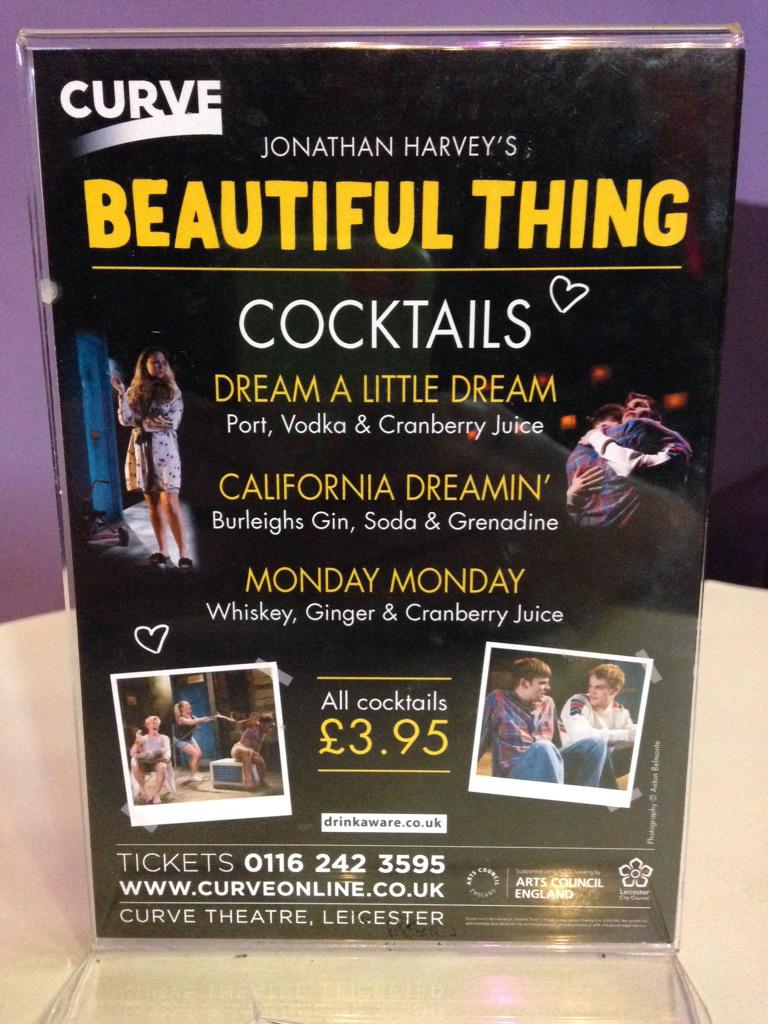 Coming to see <a href="/beautthing/">Beautiful Thing</a> this week? Don't forget to try our special cocktail menu - available at the bar!