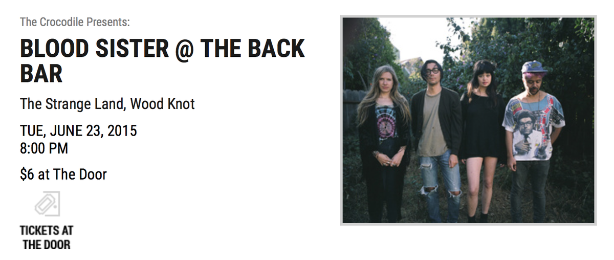 theseasick's tweet photo. So stoked @BL00DSISTER will be playing @thecrocodile in Seattle on June 23! // TIX: http://t.co/ozyxn1Q6a1 http://t.co/4tdcpA2DXK
