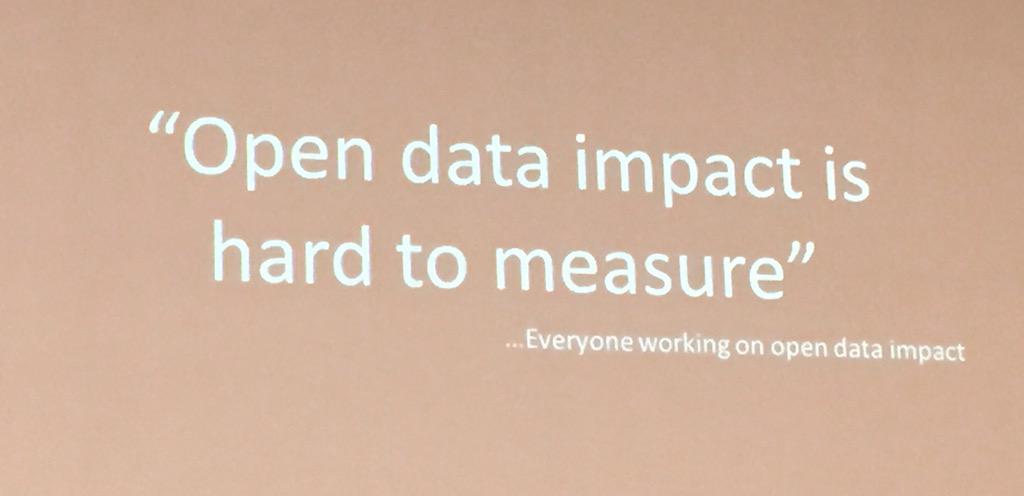 tkb's tweet photo. "Open data impact is hard to measure... says everyone working on open data impact" - @barefoot_techie #IODC15 http://t.co/H5hDtoIqo8
