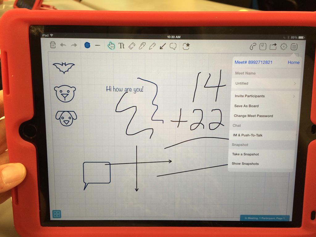 _PattySchroeder's tweet image. The BaiBoard HD app is interactive! You can share the same screen-create a password #GetExcitedAboutiPads #OPSMSMath