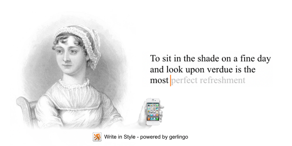 gerlingoApp's tweet photo. @Austenprose Jane Austen themed predictive text is now available on Write in Style app from http://t.co/HRw3YaEtmM http://t.co/mJCNXtgRtu