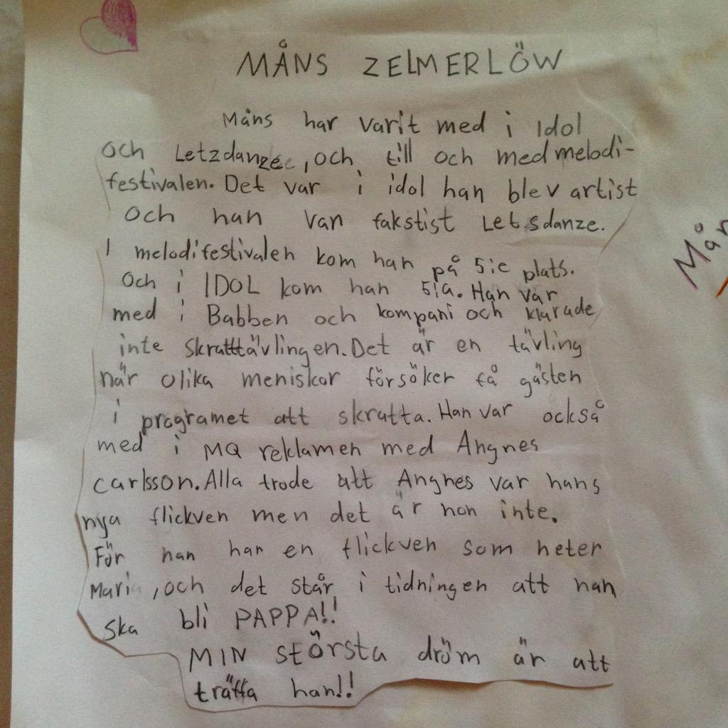 NystromMaja's tweet photo. Källkritiken var högklassig!Trovärdig och detaljrik biografi om @manszelmerlow 
Författare:Maja9år År:2006 #TrogetFan http://t.co/RWmsyTIzGU