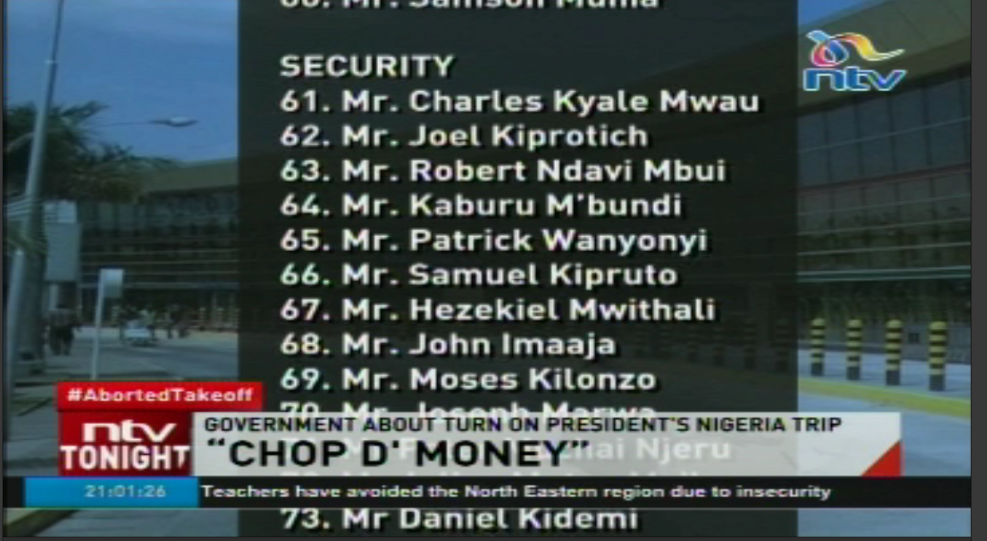 ntvkenya's tweet photo. CHOP D' MONEY: What's your take on the President's move to change plans? #AbortedTakeoff @MarkMasai @SmritiVidyarthi http://t.co/ShYeDiDFE3