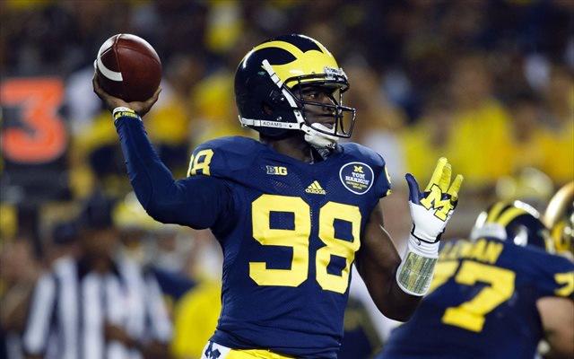 UofM_Harbaugh's tweet photo. Tom Harmon (1937-1940) and Devin Gardner (2010-2014) 98 Days.  #GoBlue http://t.co/GsjUR0L1XP