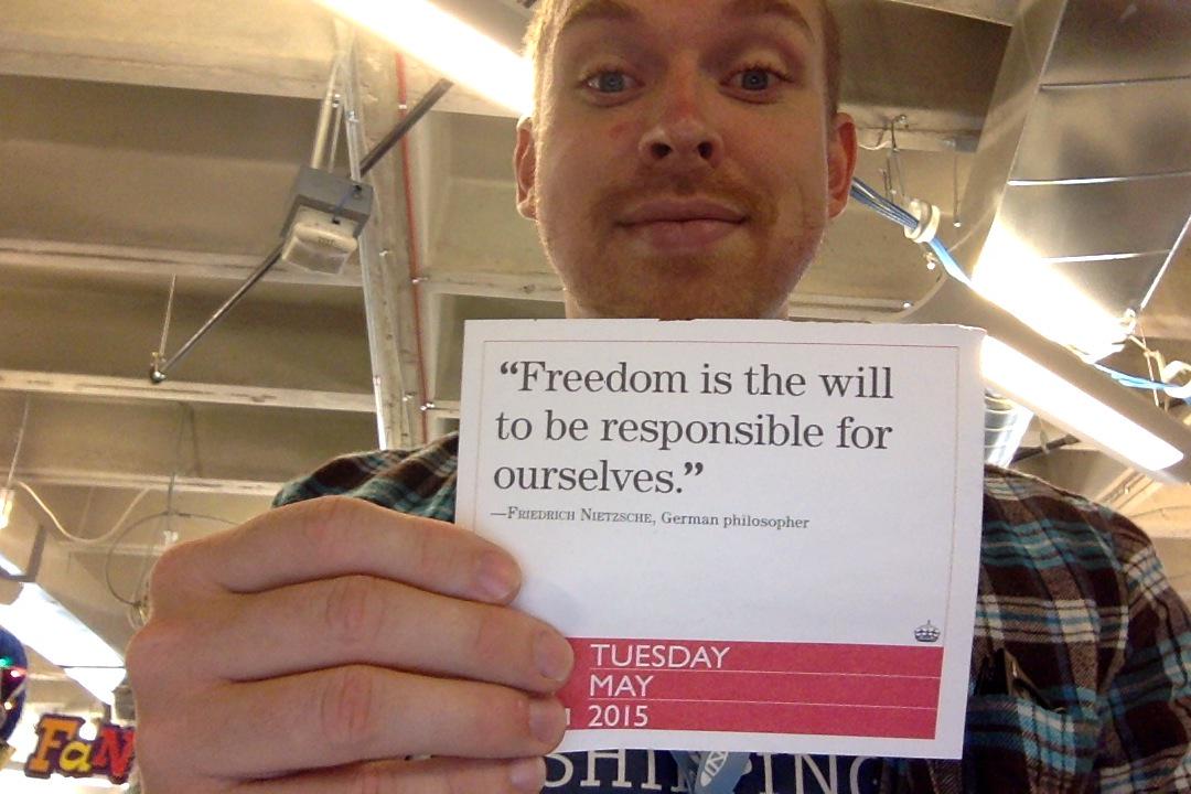 realchaseadams's tweet photo. "Freedom is the will to be responsible for OURSELVES." ~ Friedrich Nietzche #selfdevelopment #growth #quotes http://t.co/2bpkGDX5qf